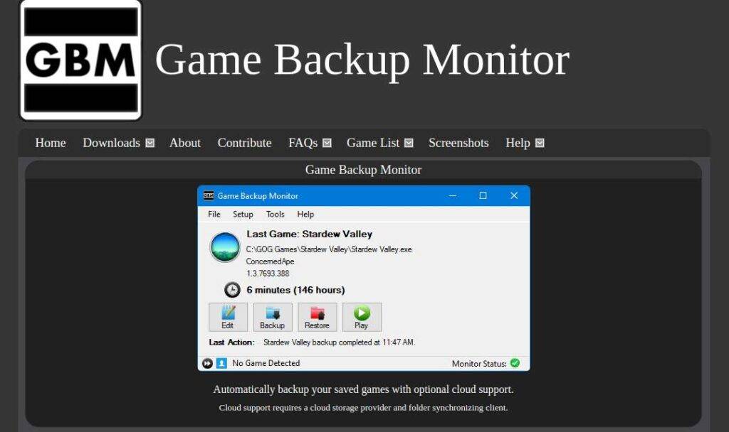 Game Backup Monitor(Top FREE PC Softwares Every Gamer Should Have)